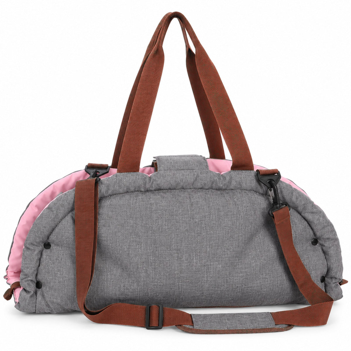 Back of the pet bag with the adjustable shoulder strap attached