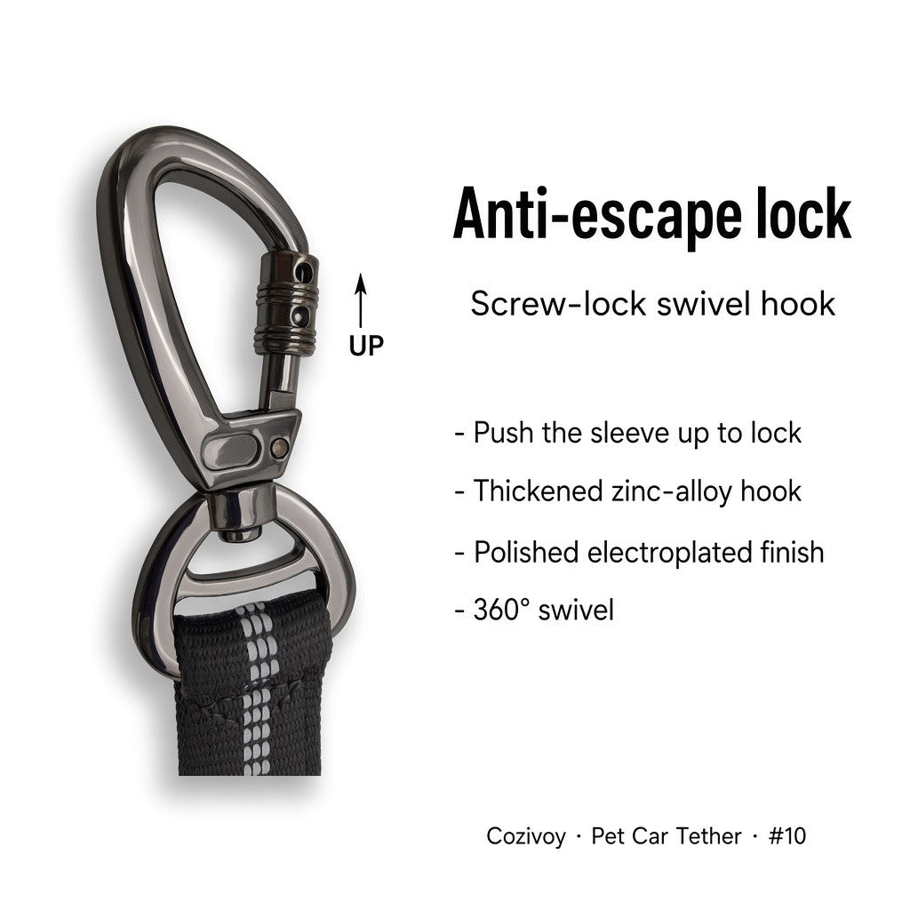 Screw-lock swivel hook that locks by pushing the sleeve up