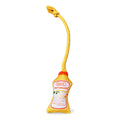 Mayonnaise sauce-bottle rope toy with yellow rope loop on white